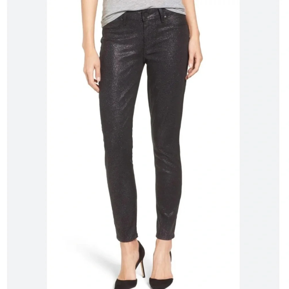 PAIGE Transcend Verdugo Ankle Skinny Jeans Shimmer Coating